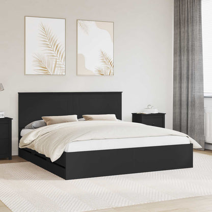 Bedframe met lade met opslag Zwart 180 x 200 cm Ingenieurshout