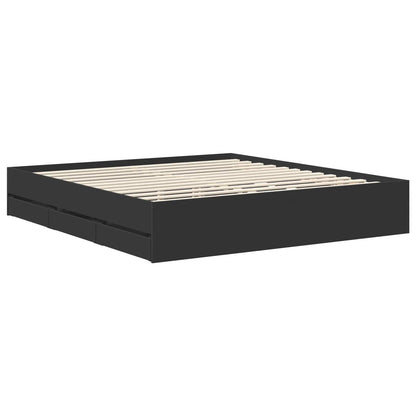 Bedframe met lade met opslag Zwart 180 x 200 cm Ingenieurshout