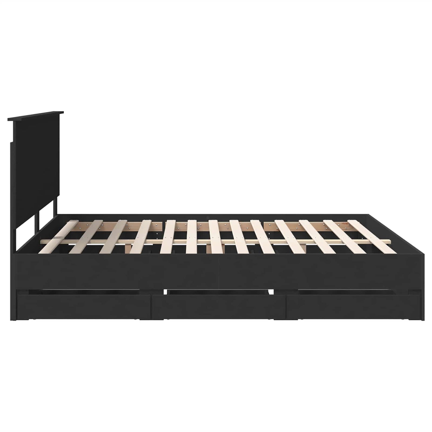 Bedframe met lade met opslag Zwart 180 x 200 cm Ingenieurshout