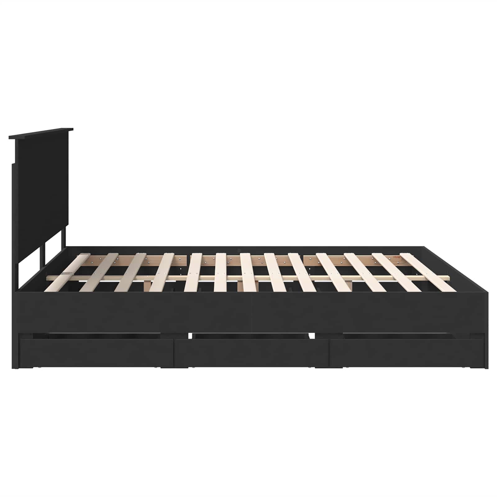 Bedframe met lade met opslag Zwart 180 x 200 cm Ingenieurshout