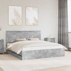 Bedframe 180x200 cm beton grijs ingenieurshout met lades