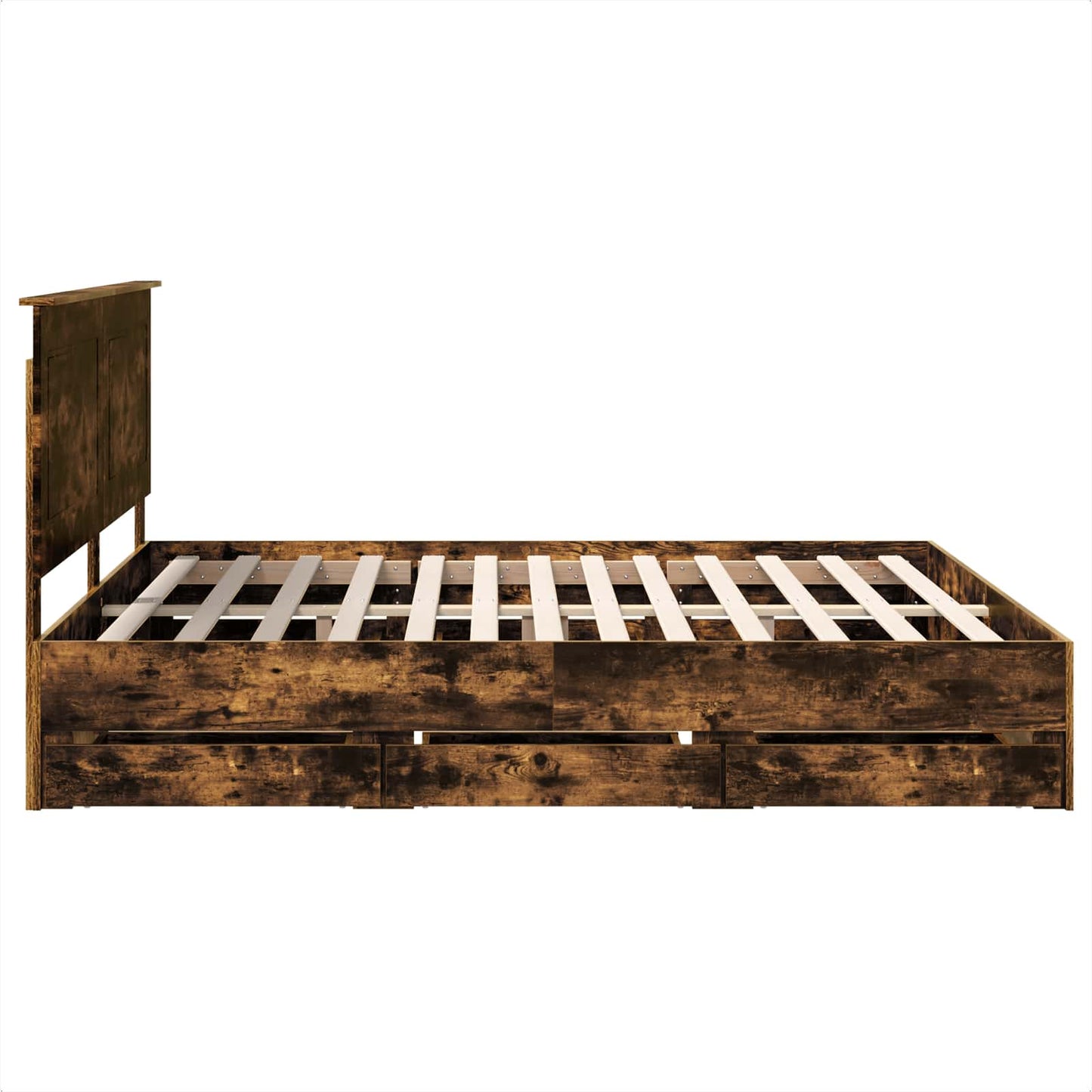 Bedframe met lade Gerookt eiken 180 x 200 cm Ingenieurshout