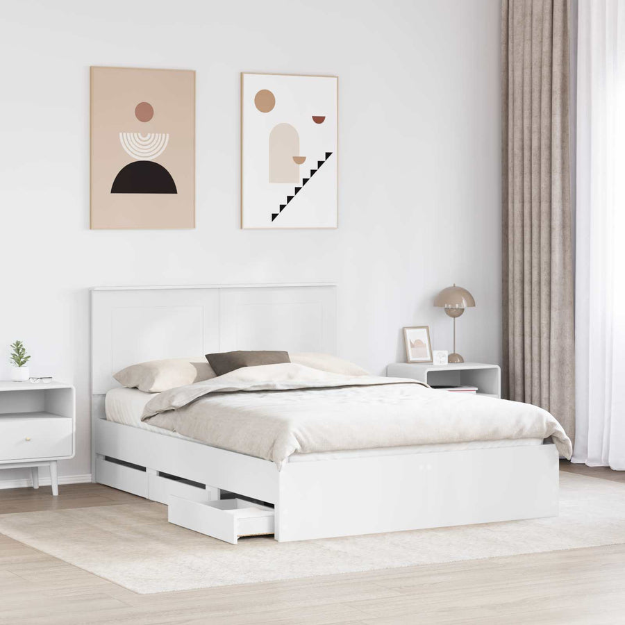 Bedframe met lade met opslag Wit 160 x 200 cm Ingenieurshout
