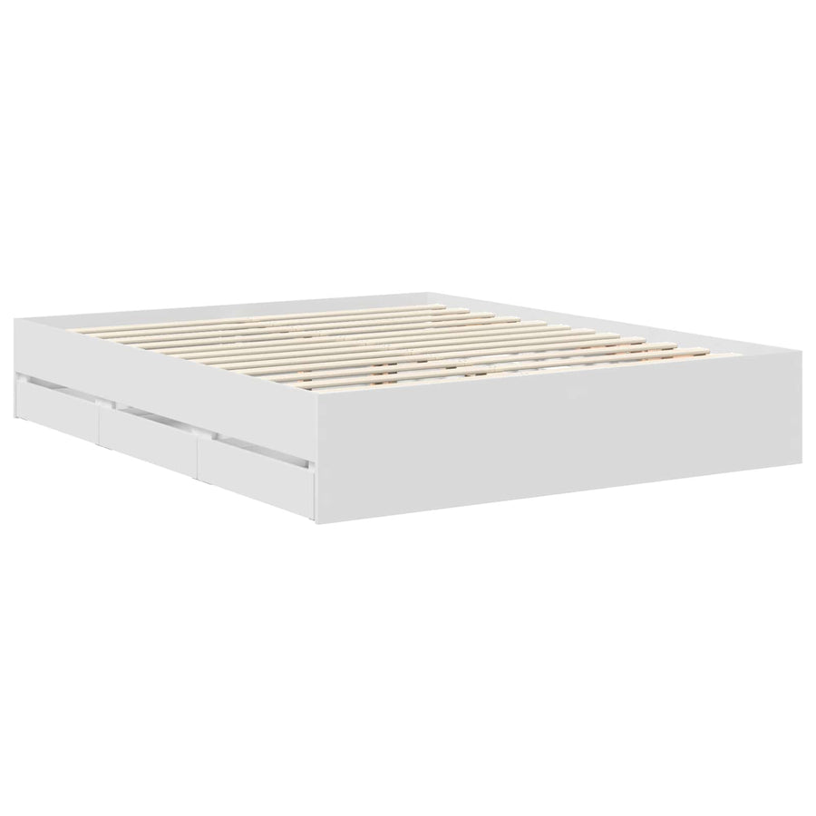 Bedframe met lade met opslag Wit 160 x 200 cm Ingenieurshout