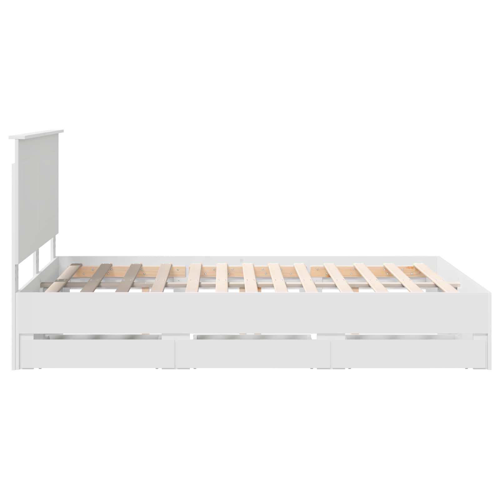 Bedframe met lade met opslag Wit 160 x 200 cm Ingenieurshout