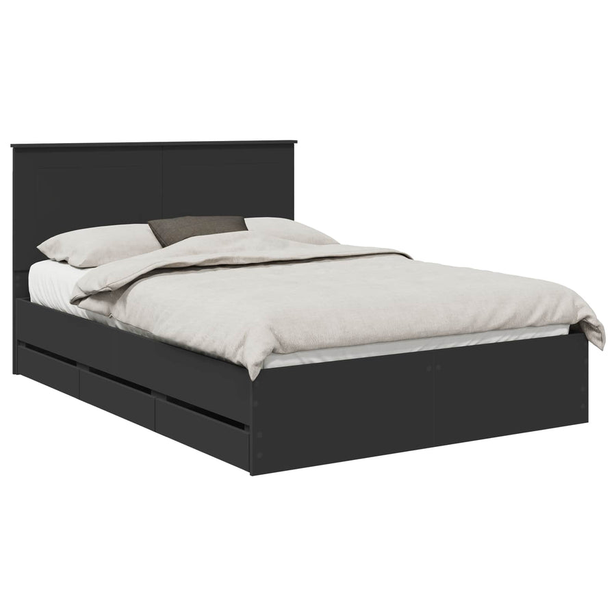 Bedframe met lade met opslag Zwart 160 x 200 cm Ingenieurshout