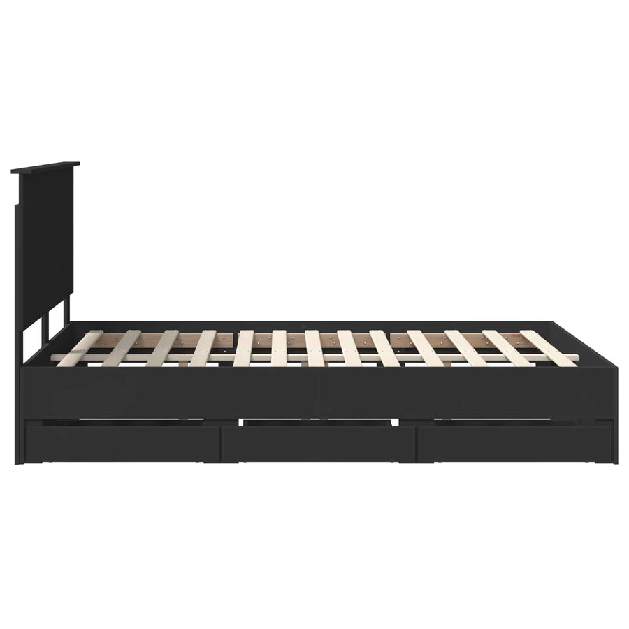 Bedframe met lade met opslag Zwart 160 x 200 cm Ingenieurshout