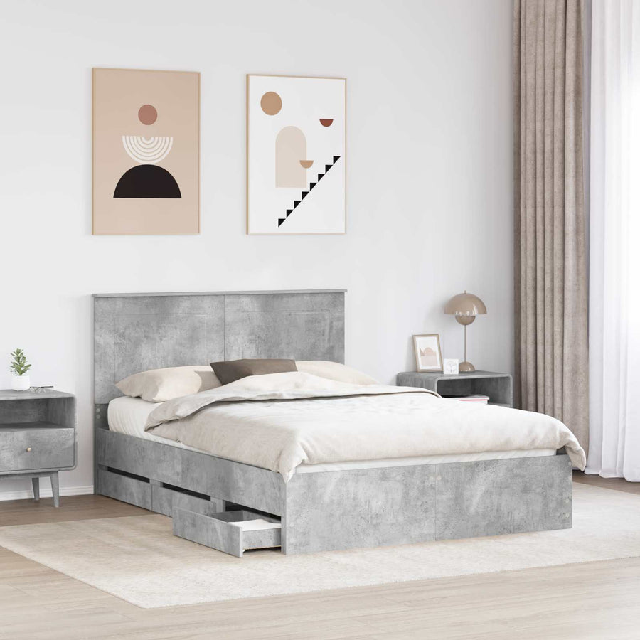 Bedframe met lade Beton Grijs 160 x 200 cm Ingenieurshout
