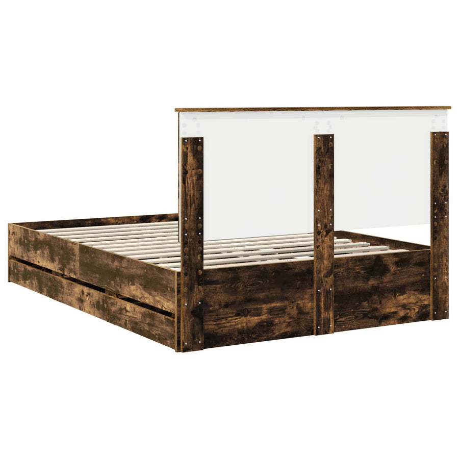 Bedframe met lade Gerookt eiken 160 x 200 cm Ingenieurshout
