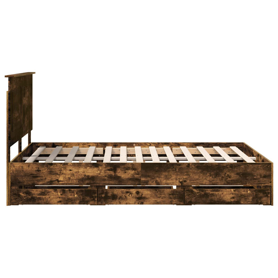 Bedframe met lade Gerookt eiken 160 x 200 cm Ingenieurshout