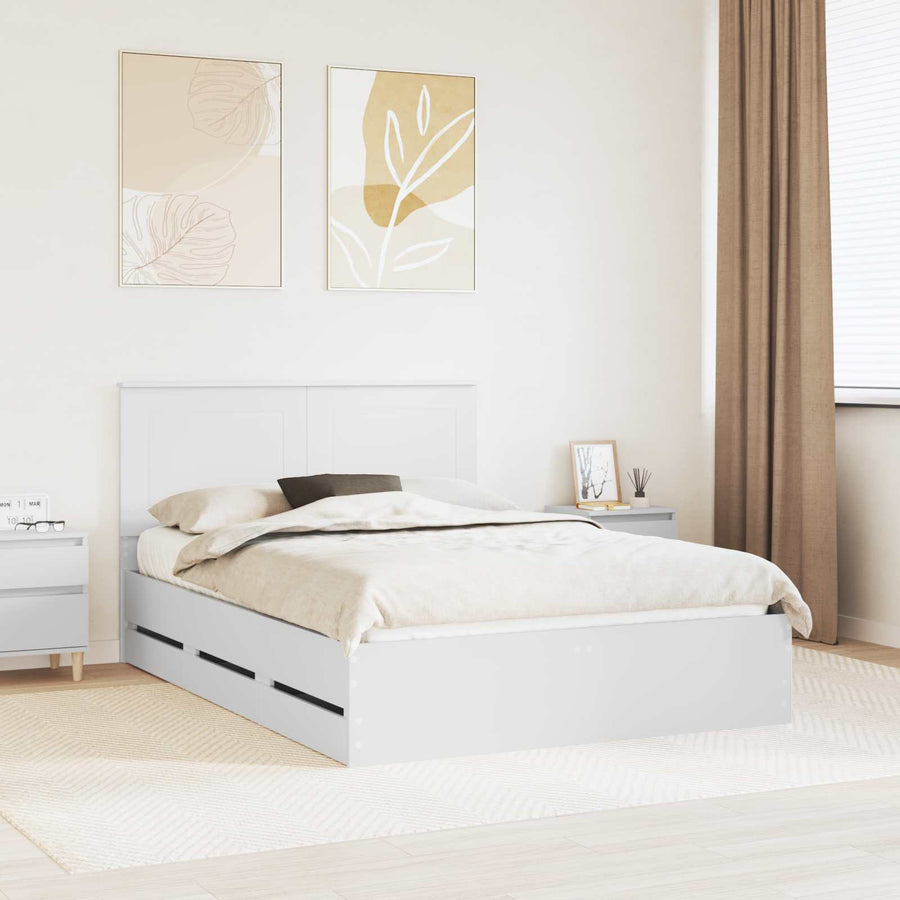 Bedframe met lade met opslag Wit 150 x 200 cm Ingenieurshout