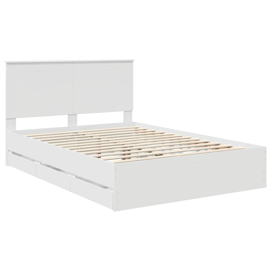 Bedframe met lade met opslag Wit 150 x 200 cm Ingenieurshout