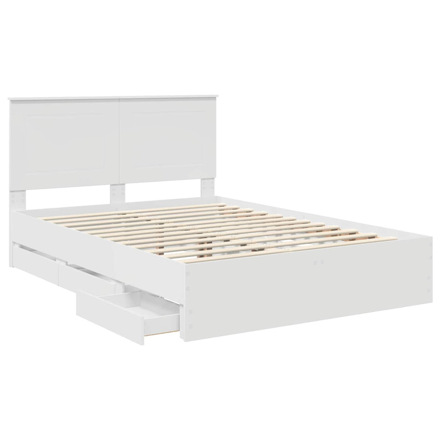 Bedframe met lade met opslag Wit 150 x 200 cm Ingenieurshout