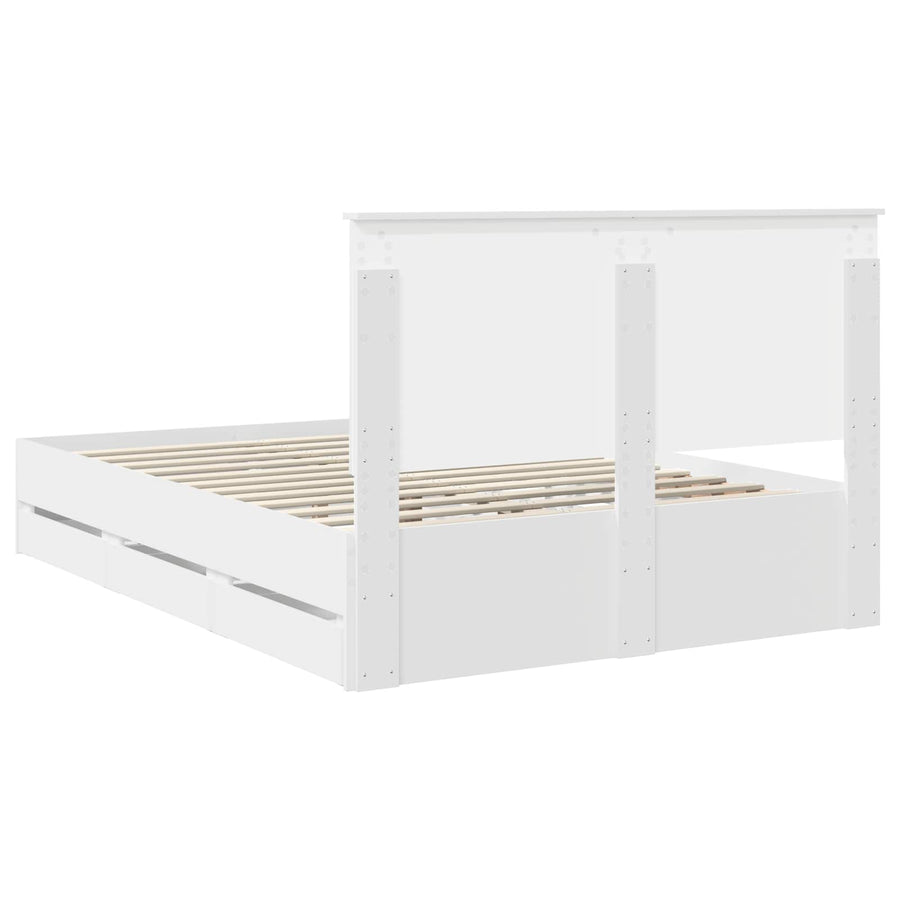 Bedframe met lade met opslag Wit 150 x 200 cm Ingenieurshout