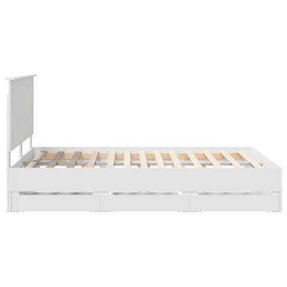 Bedframe met lade met opslag Wit 150 x 200 cm Ingenieurshout