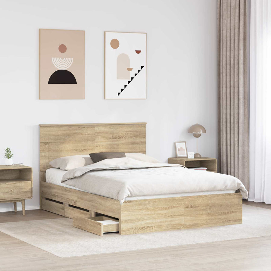 Bedframe met lade Sonoma Eiken 150 x 200 cm Ingenieurshout