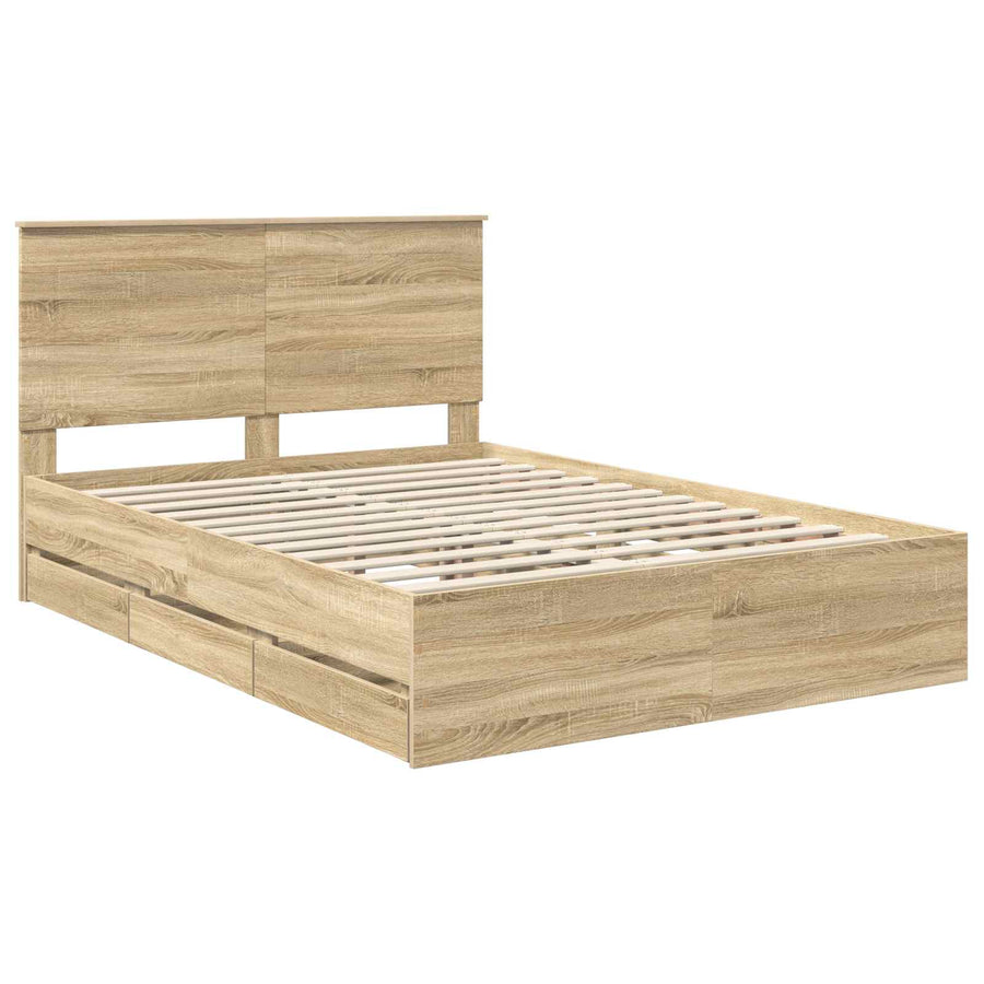Bedframe met lade Sonoma Eiken 150 x 200 cm Ingenieurshout