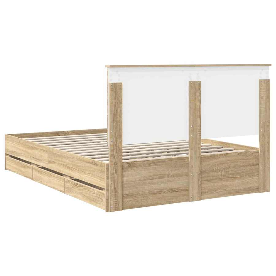 Bedframe met lade Sonoma Eiken 150 x 200 cm Ingenieurshout