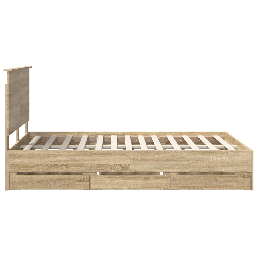 Bedframe met lade Sonoma Eiken 150 x 200 cm Ingenieurshout