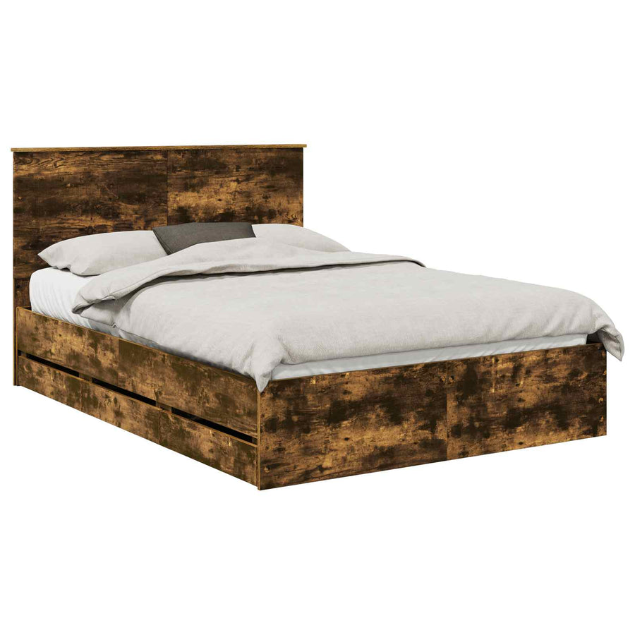 Bedframe met lade Gerookt eiken 150 x 200 cm Ingenieurshout