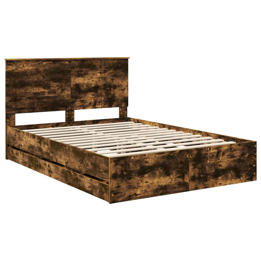 Bedframe met lade Gerookt eiken 150 x 200 cm Ingenieurshout