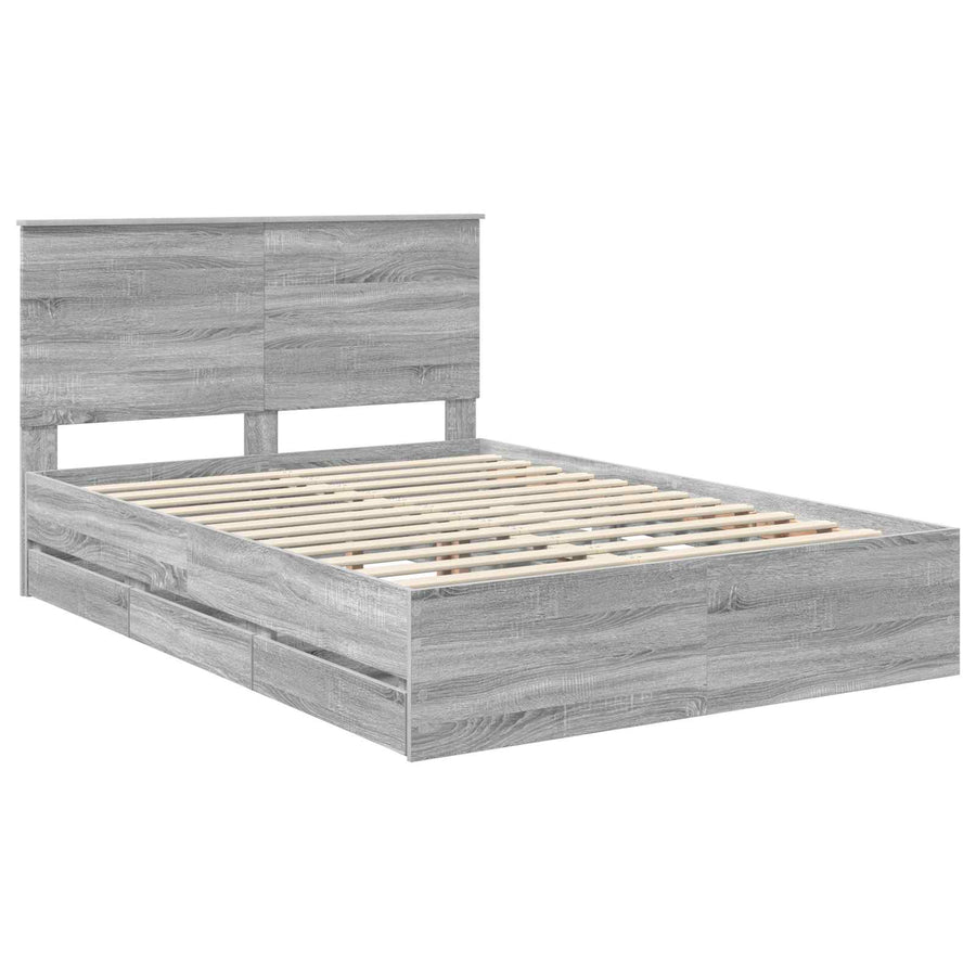 Bedframe met lade Grijs Sonoma 150 x 200 cm Ingenieurshout