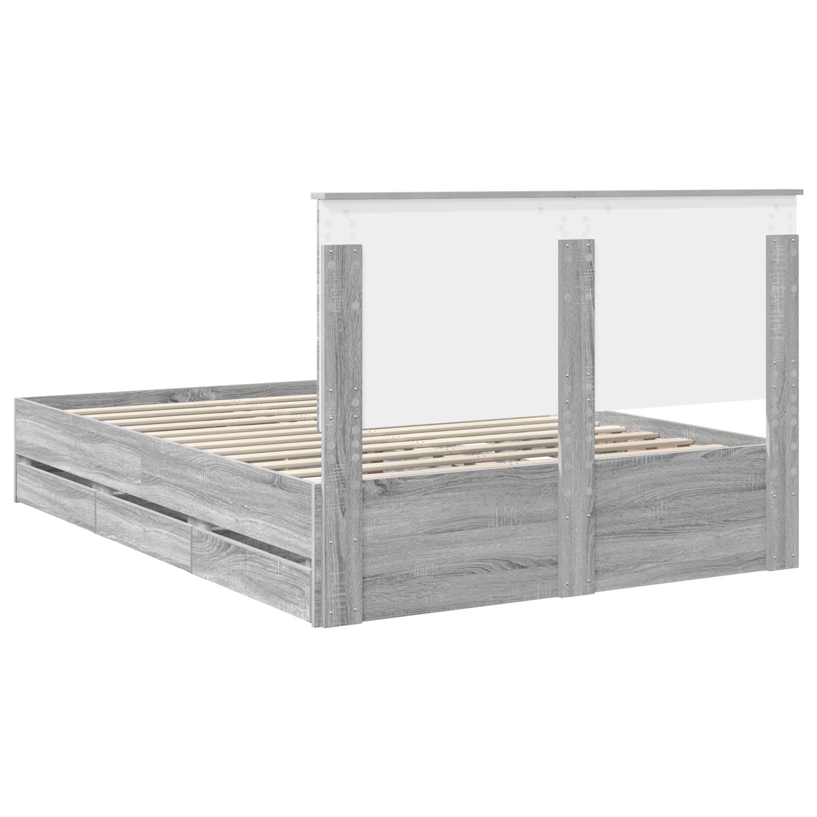Bedframe met lade Grijs Sonoma 150 x 200 cm Ingenieurshout