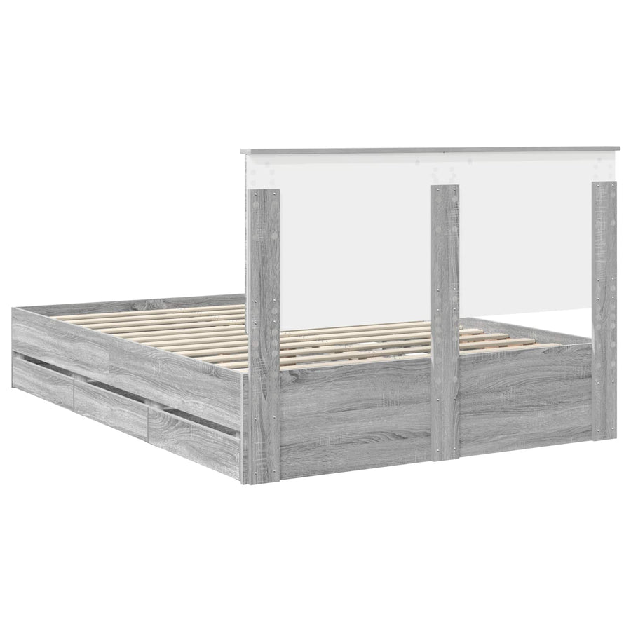 Bedframe met lade Grijs Sonoma 150 x 200 cm Ingenieurshout