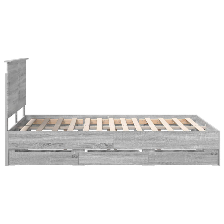 Bedframe met lade Grijs Sonoma 150 x 200 cm Ingenieurshout