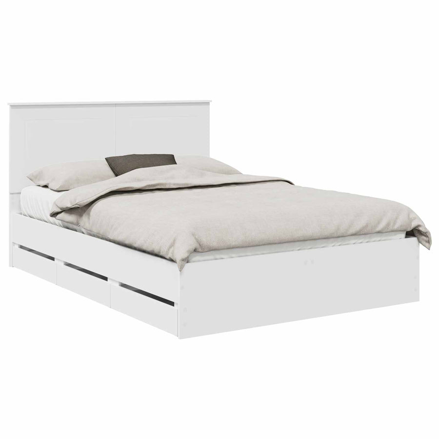 Bedframe met lade met opslag Wit 140 x 190 cm Ingenieurshout