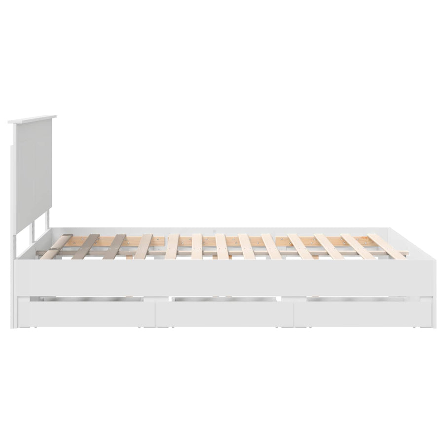 Bedframe met lade met opslag Wit 140 x 190 cm Ingenieurshout