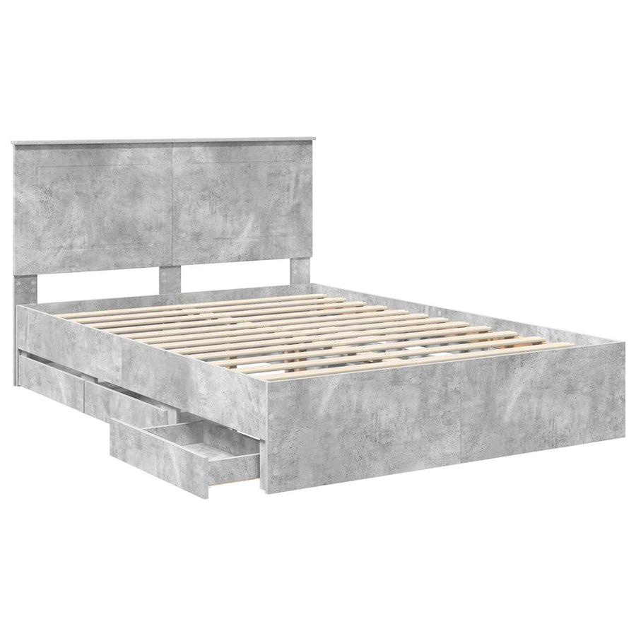 Bedframe met lade Beton Grijs 140 x 190 cm Ingenieurshout