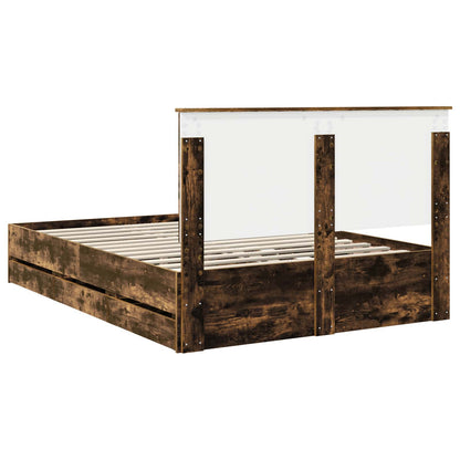 Bedframe met lade Gerookt eiken 140 x 190 cm Ingenieurshout