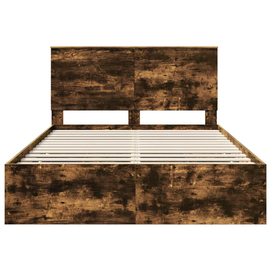 Bedframe met lade Gerookt eiken 140 x 190 cm Ingenieurshout