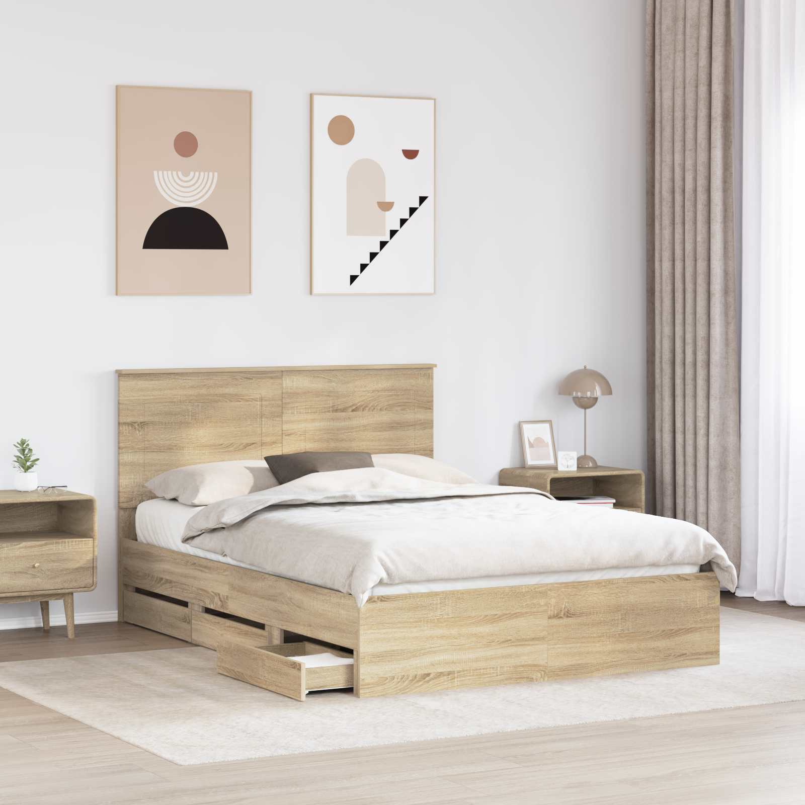 Bedframe met lade Sonoma Eiken 140 x 200 cm Ingenieurshout