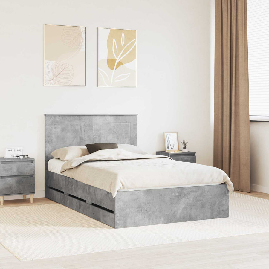 Bedframe met lade Beton Grijs 135 x 190 cm Ingenieurshout