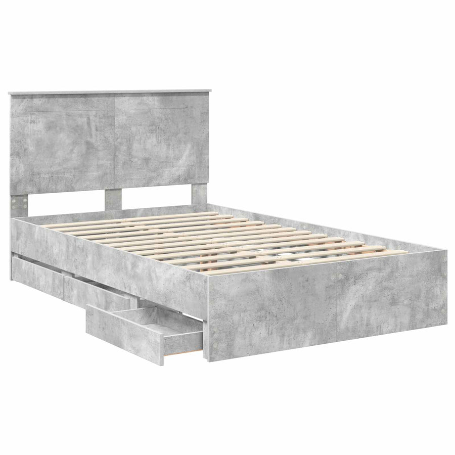Bedframe met lade Beton Grijs 135 x 190 cm Ingenieurshout