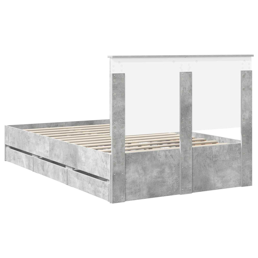 Bedframe met lade Beton Grijs 135 x 190 cm Ingenieurshout