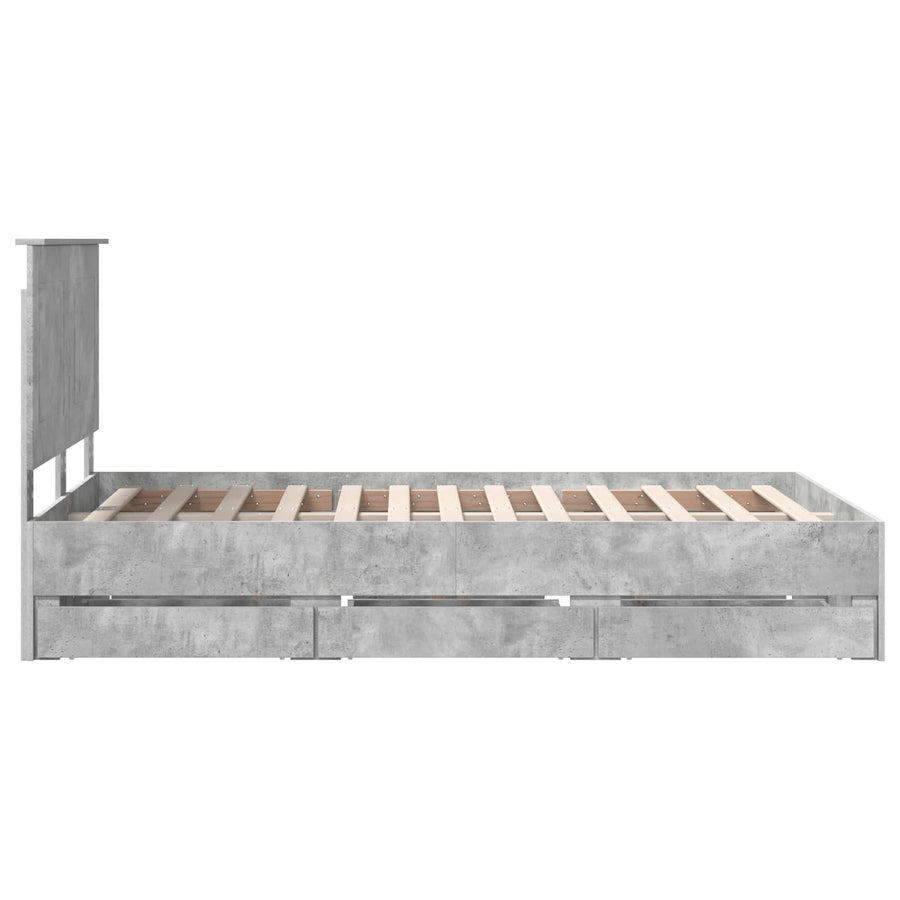 Bedframe met lade Beton Grijs 135 x 190 cm Ingenieurshout