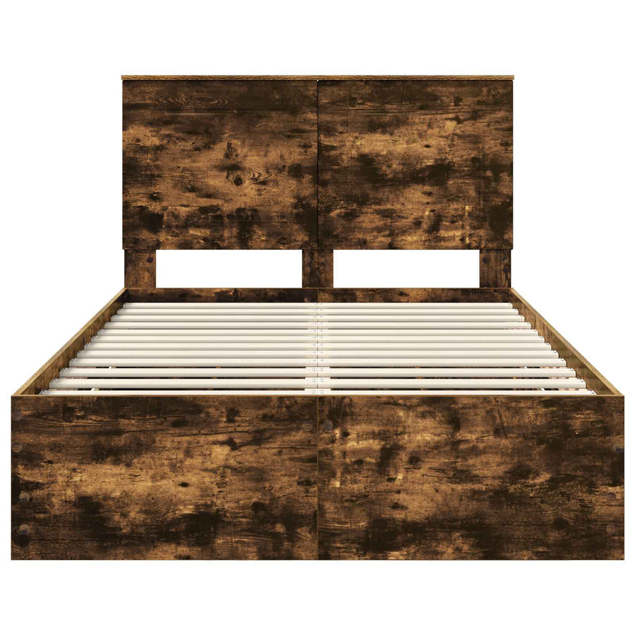 Bedframe met lade Gerookt eiken 135 x 190 cm Ingenieurshout