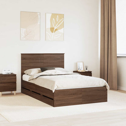 Bedframe met lade Bruin Eiken 135 x 190 cm Ingenieurshout