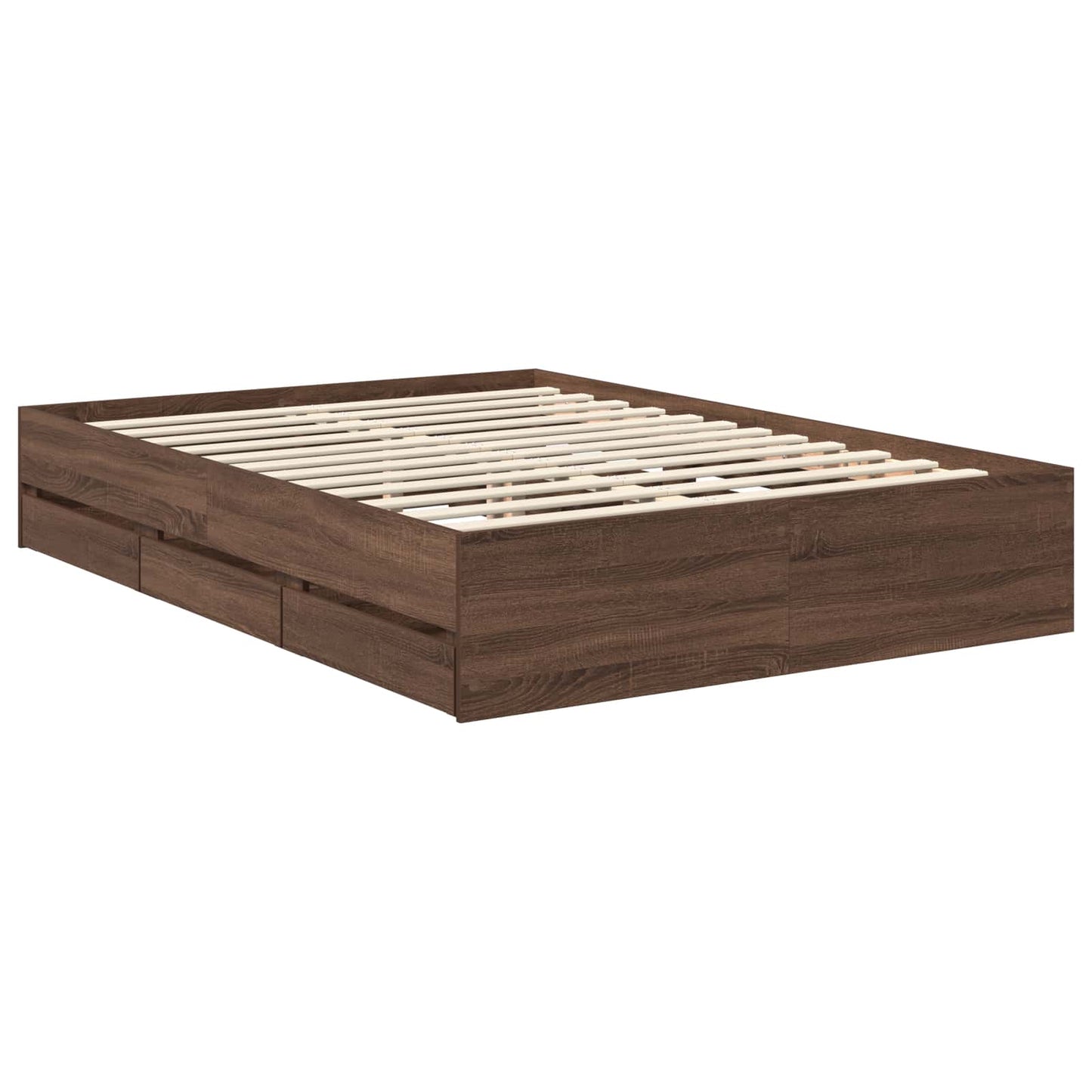 Bedframe met lade Bruin Eiken 135 x 190 cm Ingenieurshout
