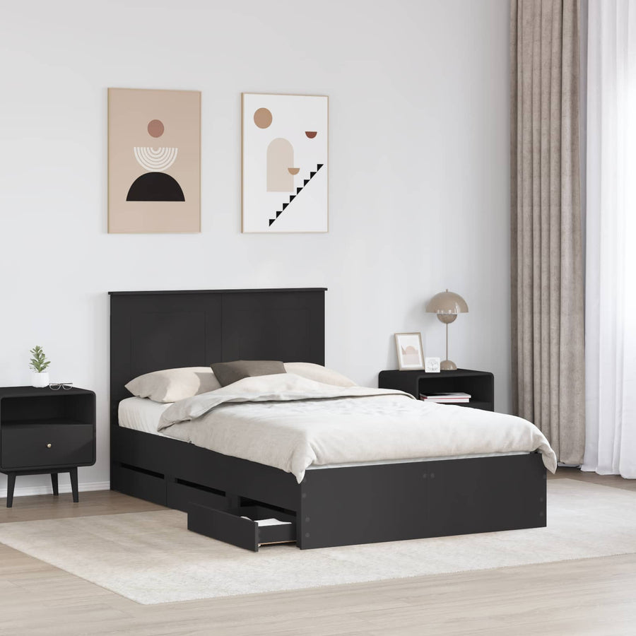 Bedframe met lade met opslag Zwart 120 x 190 cm Ingenieurshout