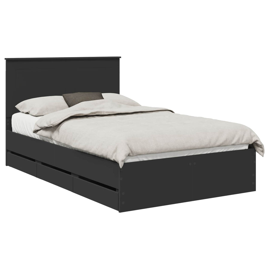 Bedframe met lade met opslag Zwart 120 x 190 cm Ingenieurshout