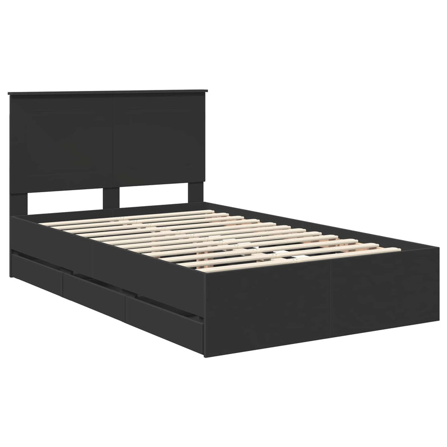 Bedframe met lade met opslag Zwart 120 x 190 cm Ingenieurshout