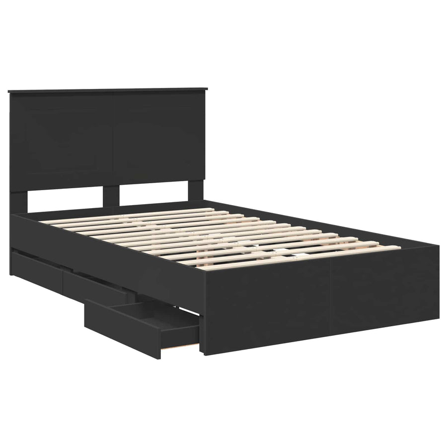 Bedframe met lade met opslag Zwart 120 x 190 cm Ingenieurshout
