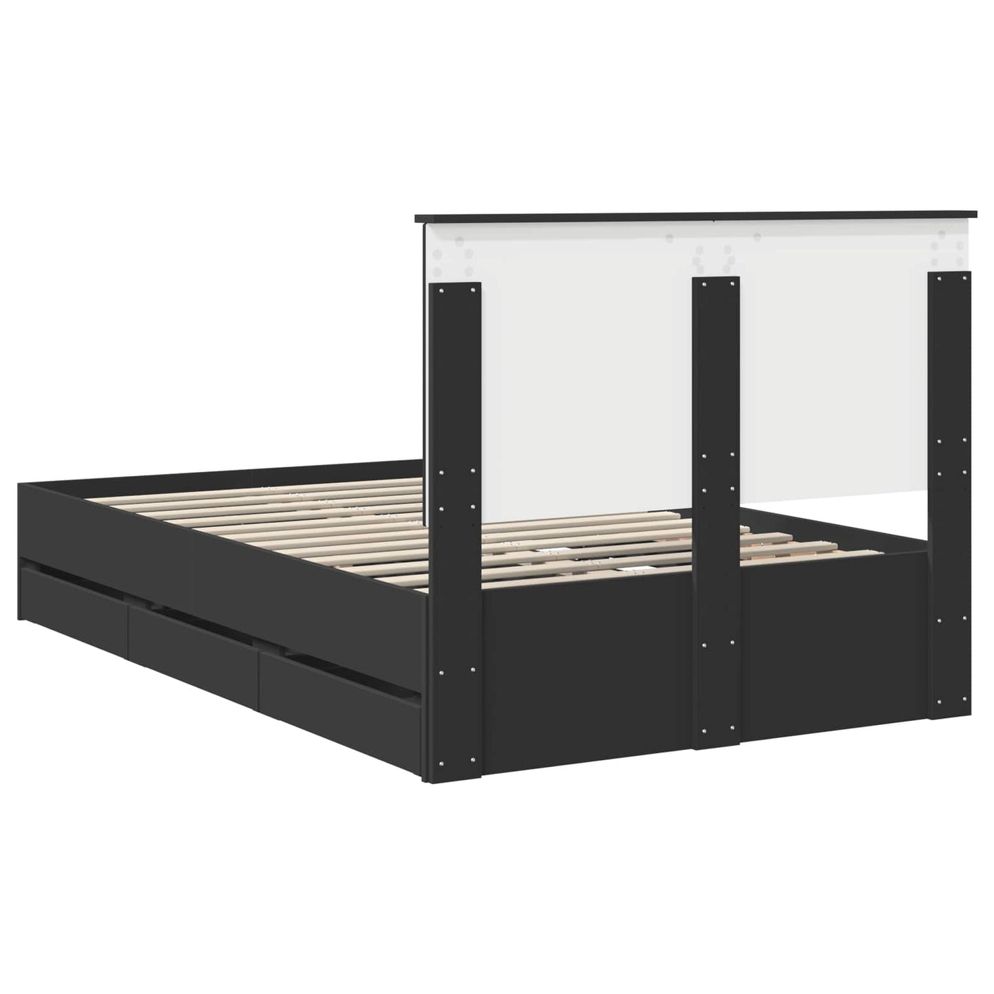 Bedframe met lade met opslag Zwart 120 x 190 cm Ingenieurshout