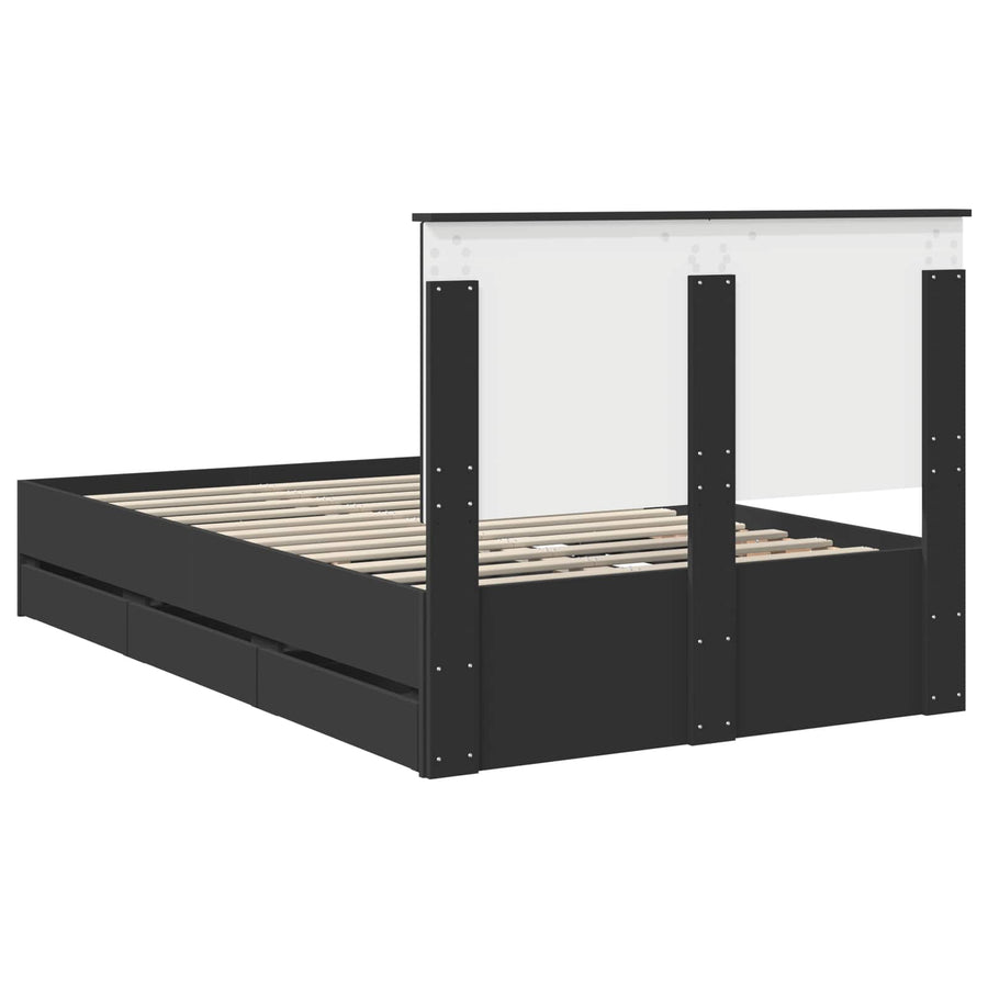Bedframe met lade met opslag Zwart 120 x 190 cm Ingenieurshout