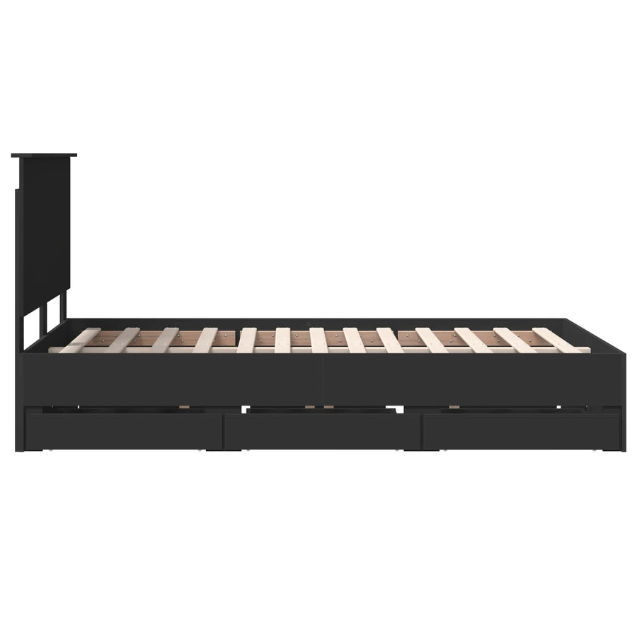 Bedframe met lade met opslag Zwart 120 x 190 cm Ingenieurshout