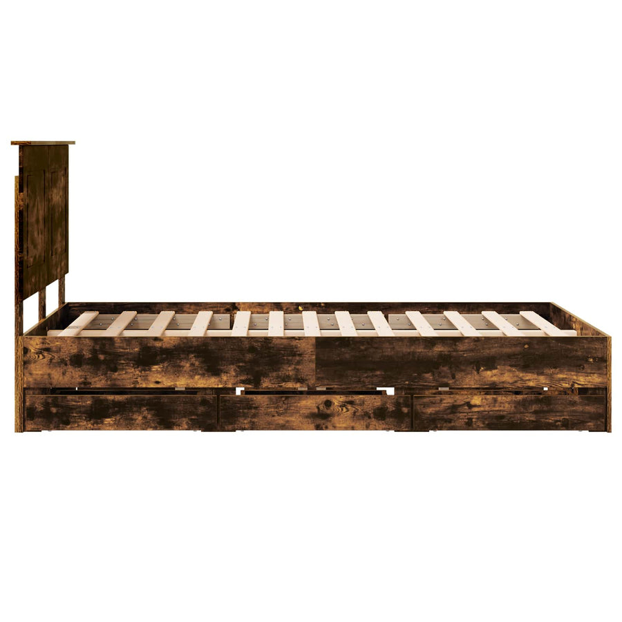 Bedframe met lade Gerookt eiken 120 x 190 cm Ingenieurshout